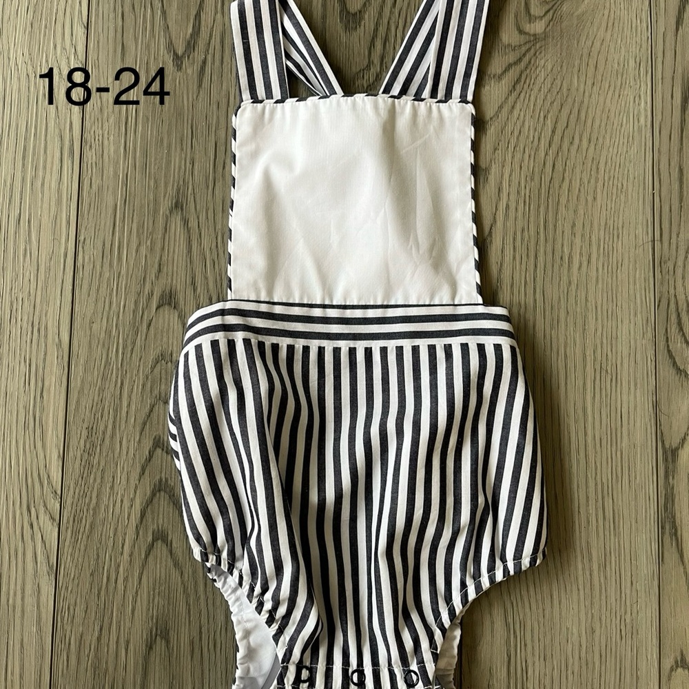 Striped Black and White Baby Romper